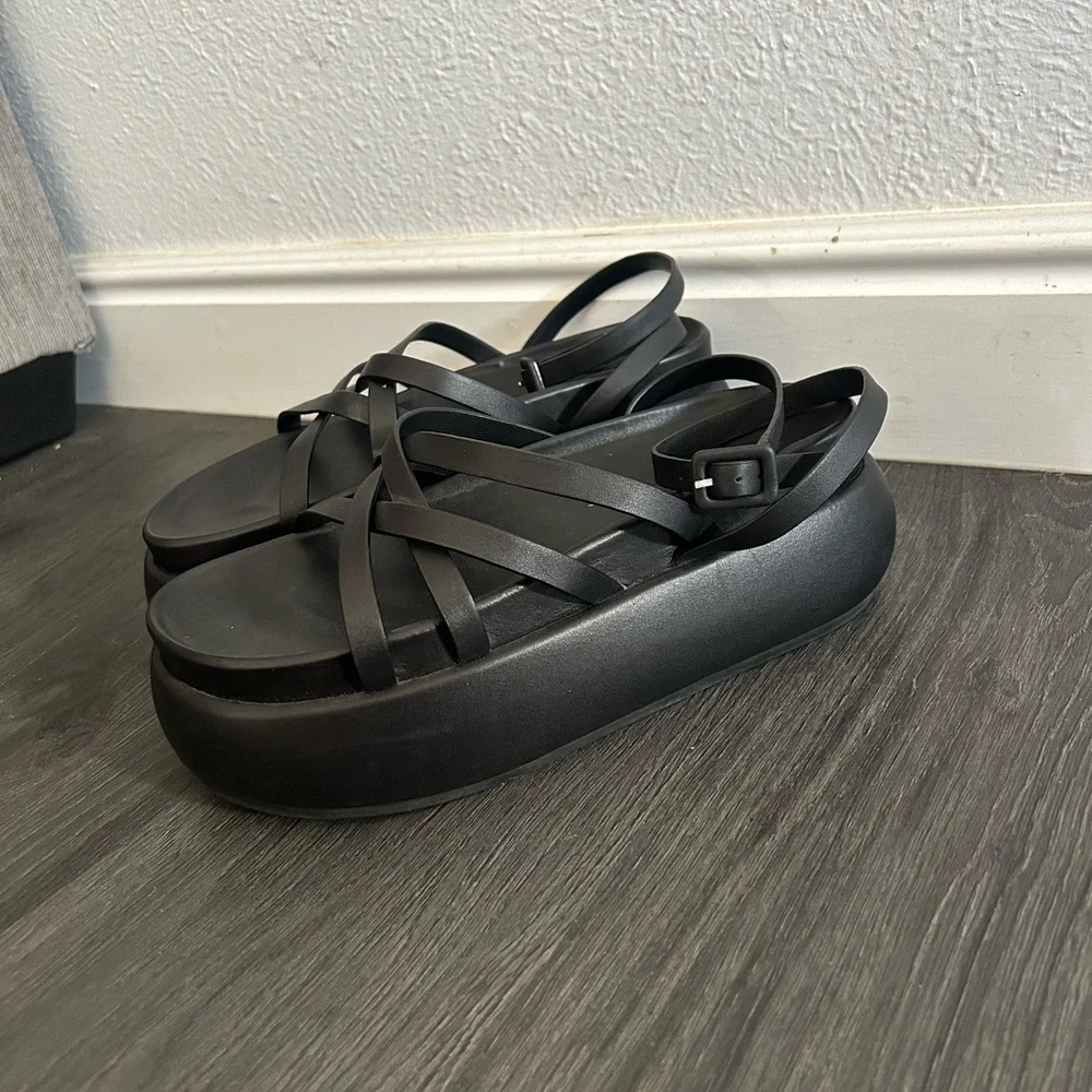 Jonathan Simkhai Black Platform Strappy Sandals Size 40